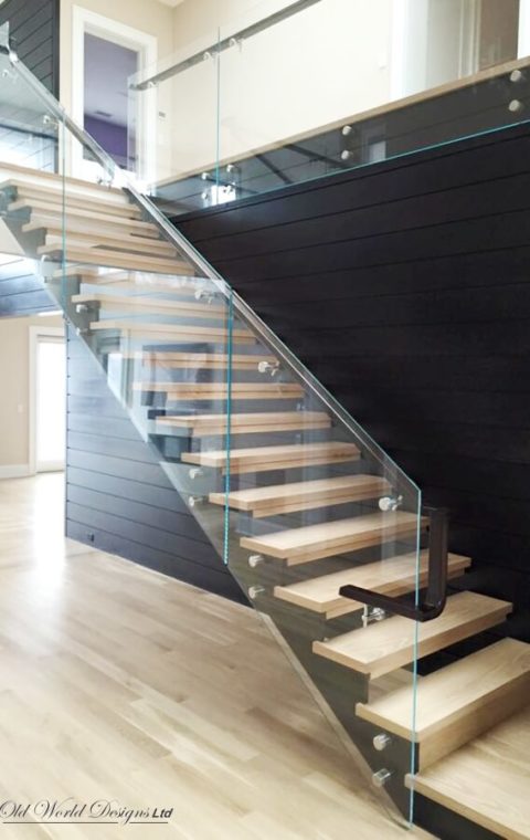 Upstate - Straight staircase (iron, glass and wood)